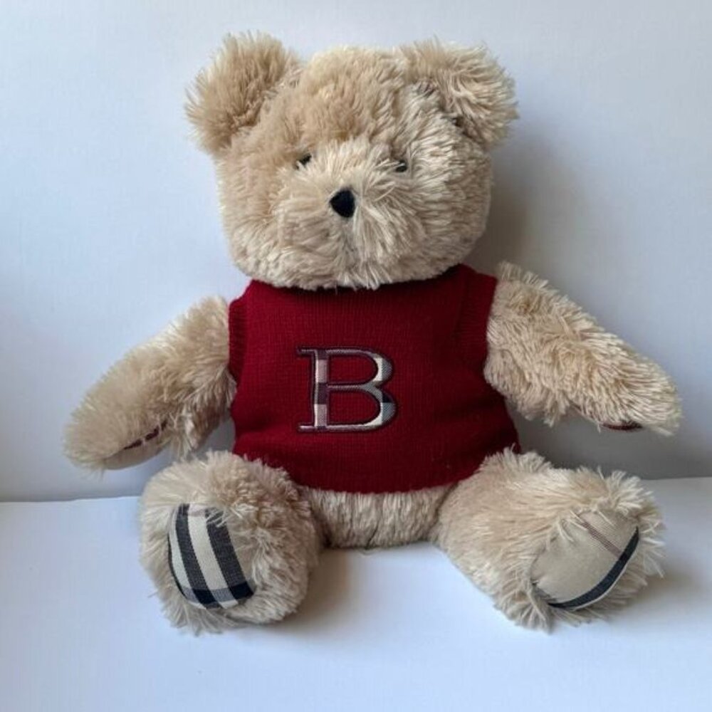🧸 Rare Burberry Fragrance Teddy Bear Plush Iconic Nova Check Plaid B Sweater - Picture 9 of 9